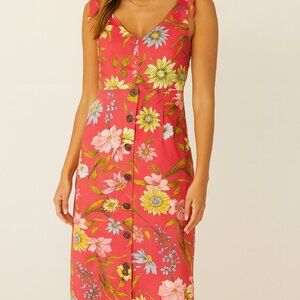 June & Hudson Floral Dress w/Tie Embellishment on Shoulders Size Small EUC